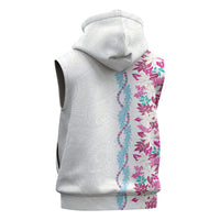 Monstera Tiare Plumeria Sleeveless Hoodie Pink Polynesian Pattern LT01 - Polynesian Pride