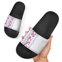 Monstera Tiare Plumeria Slide Sandals Pink Polynesian Pattern LT01 - Polynesian Pride