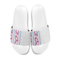 Monstera Tiare Plumeria Slide Sandals Pink Polynesian Pattern LT01 Pink - Polynesian Pride