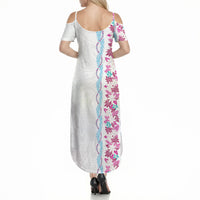 Monstera Tiare Plumeria Summer Maxi Dress Pink Polynesian Pattern LT01 - Polynesian Pride