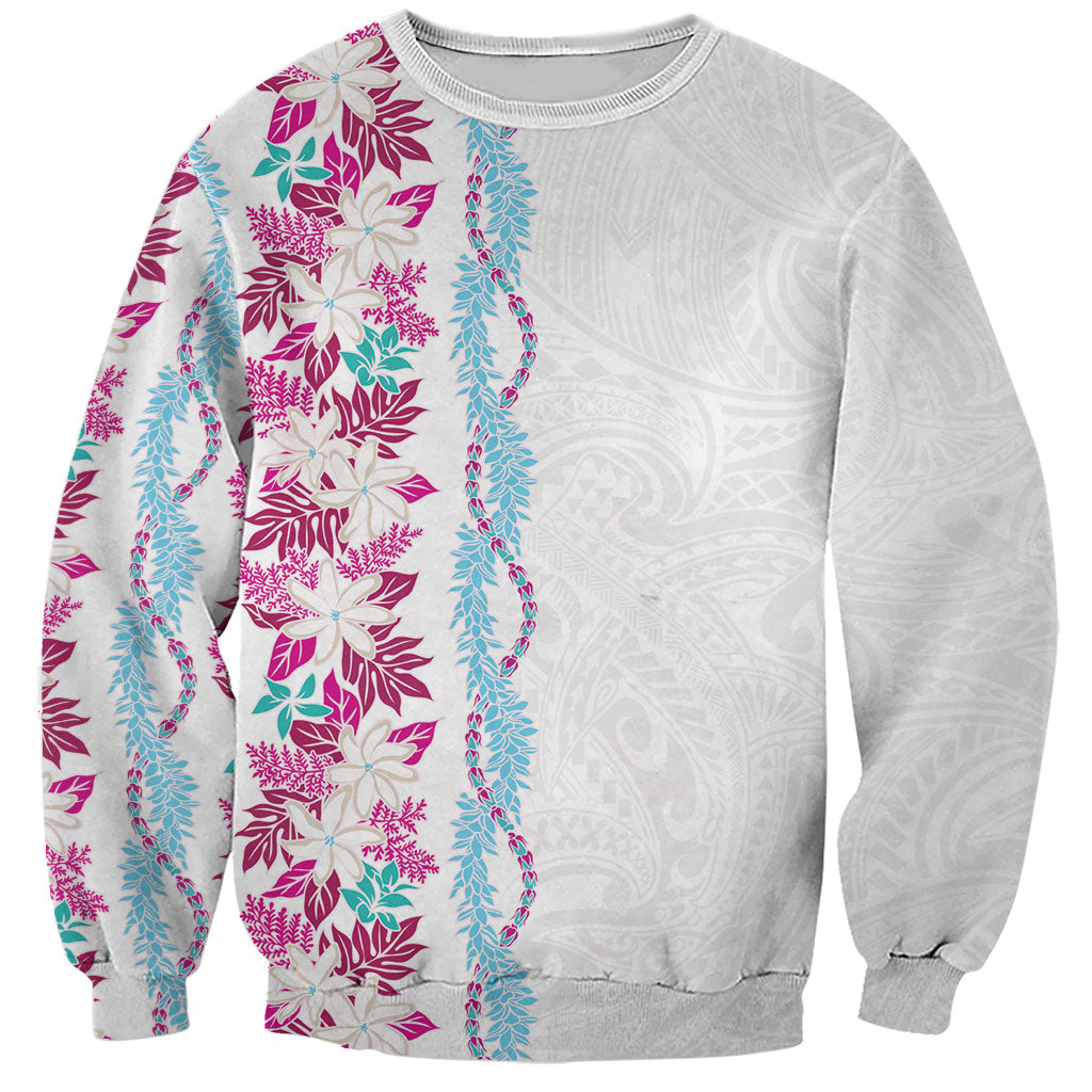 Monstera Tiare Plumeria Sweatshirt Pink Polynesian Pattern LT01 Unisex Pink - Polynesian Pride