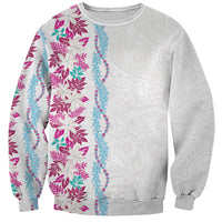 Monstera Tiare Plumeria Sweatshirt Pink Polynesian Pattern LT01 Unisex Pink - Polynesian Pride