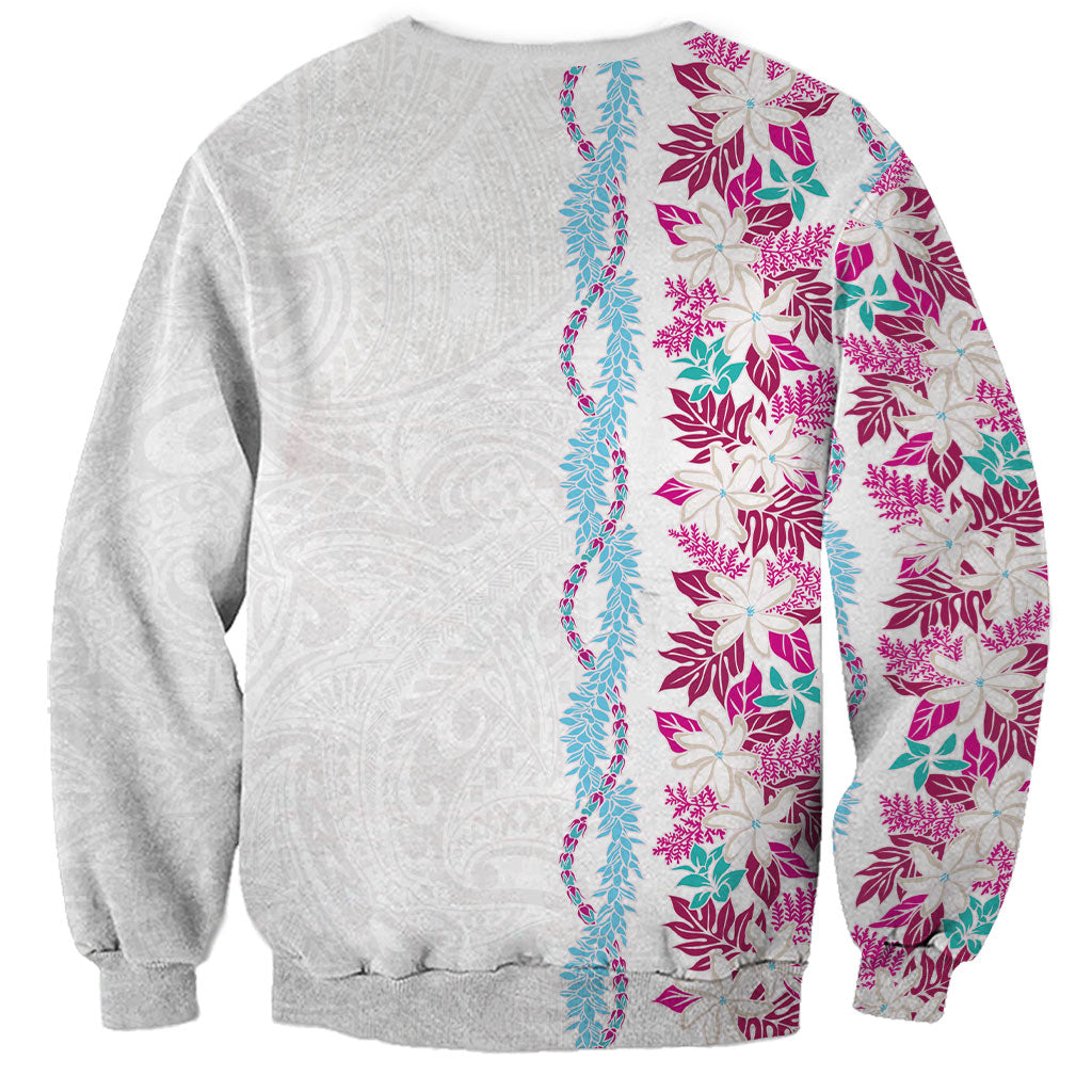 Monstera Tiare Plumeria Sweatshirt Pink Polynesian Pattern LT01 - Polynesian Pride