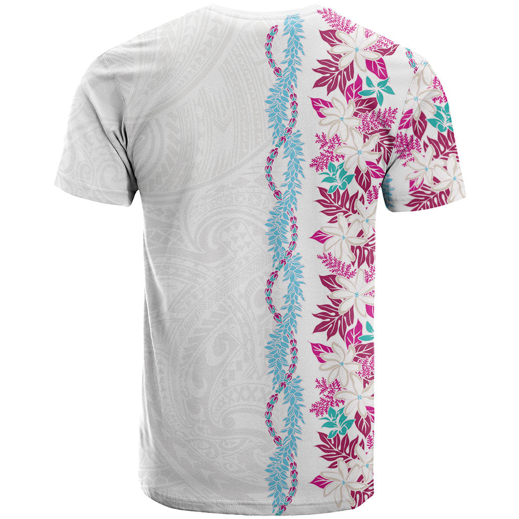Monstera Tiare Plumeria T Shirt Pink Polynesian Pattern LT01 - Polynesian Pride