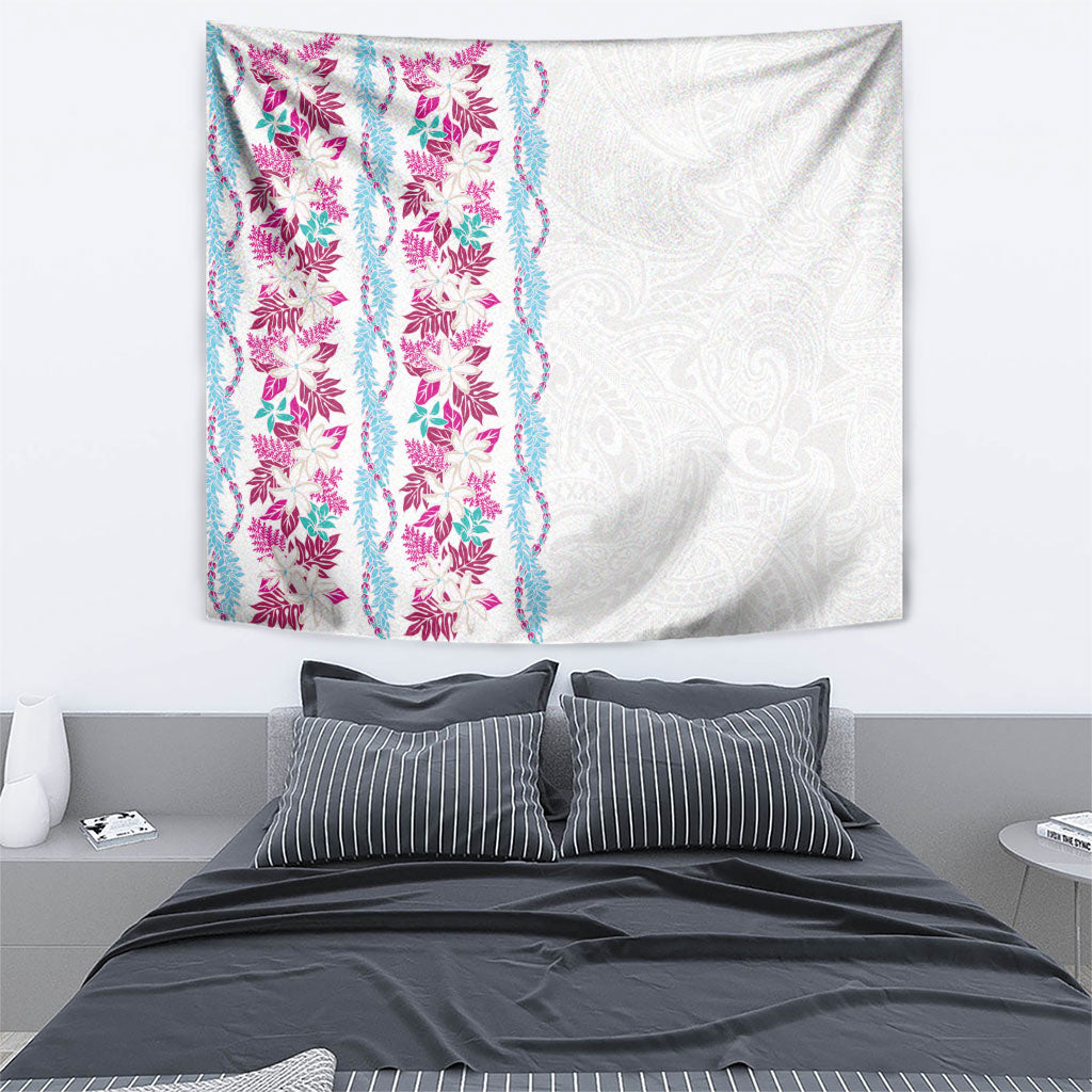 Monstera Tiare Plumeria Tapestry Pink Polynesian Pattern LT01 - Polynesian Pride