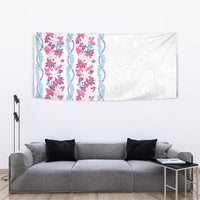 Monstera Tiare Plumeria Tapestry Pink Polynesian Pattern LT01 - Polynesian Pride