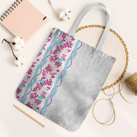 Monstera Tiare Plumeria Tote Bag Pink Polynesian Pattern LT01 White Strap One Size Pink - Polynesian Pride