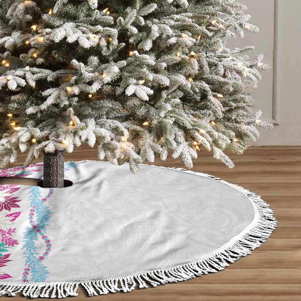 Monstera Tiare Plumeria Tree Skirt Pink Polynesian Pattern LT01 - Polynesian Pride