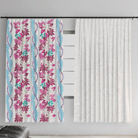 Monstera Tiare Plumeria Window Curtain Pink Polynesian Pattern LT01 With Hooks Pink - Polynesian Pride