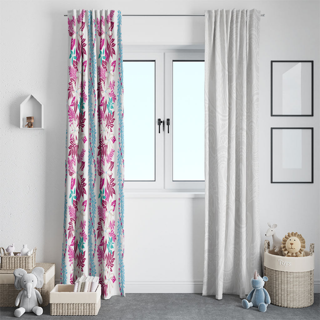 Monstera Tiare Plumeria Window Curtain Pink Polynesian Pattern LT01 - Polynesian Pride