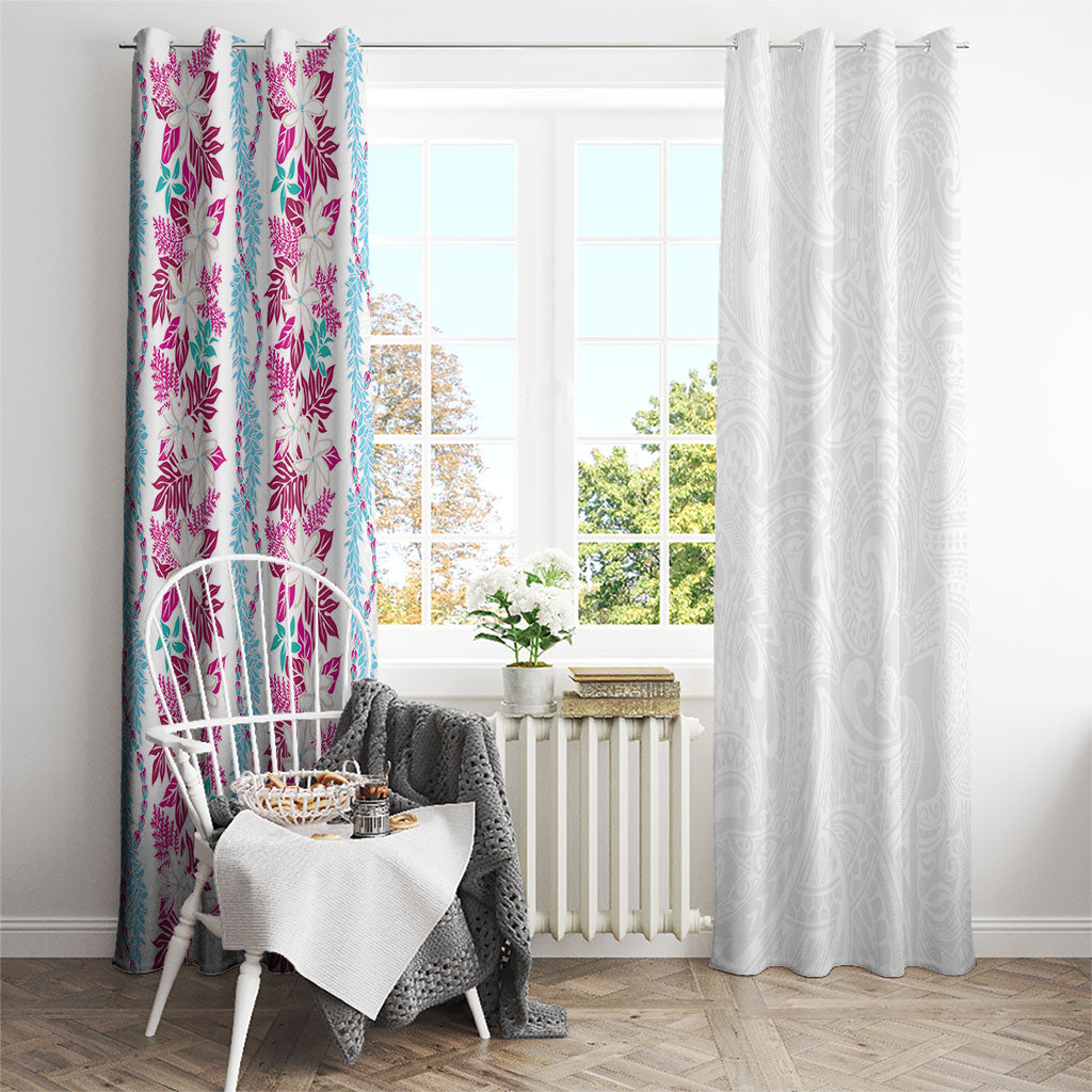 Monstera Tiare Plumeria Window Curtain Pink Polynesian Pattern LT01 - Polynesian Pride