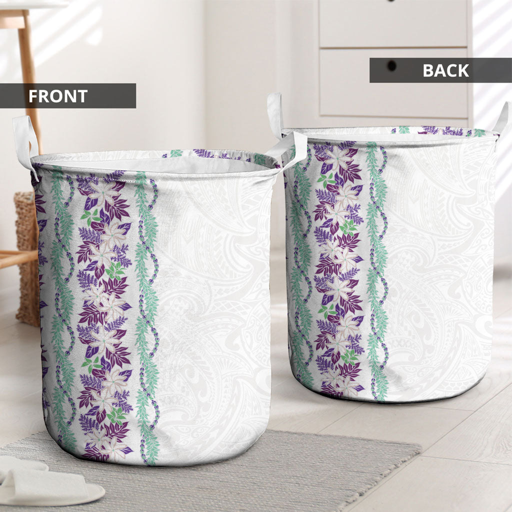 Monstera Tiare Plumeria Laundry Basket Purple Polynesian Pattern LT01 - Polynesian Pride