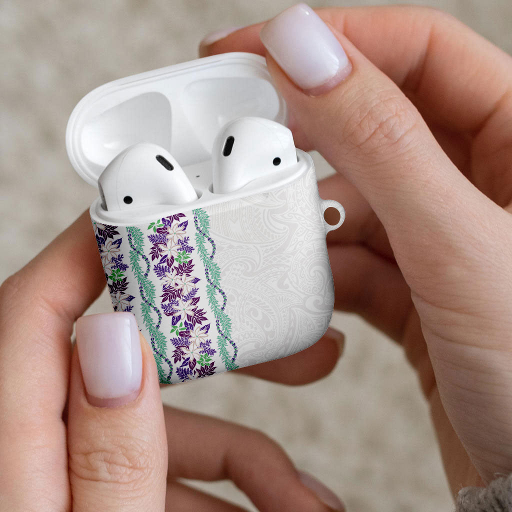 Monstera Tiare Plumeria AirPods Case Purple Polynesian Pattern LT01 - Polynesian Pride