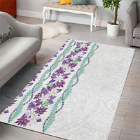 Monstera Tiare Plumeria Area Rug Purple Polynesian Pattern LT01 - Polynesian Pride
