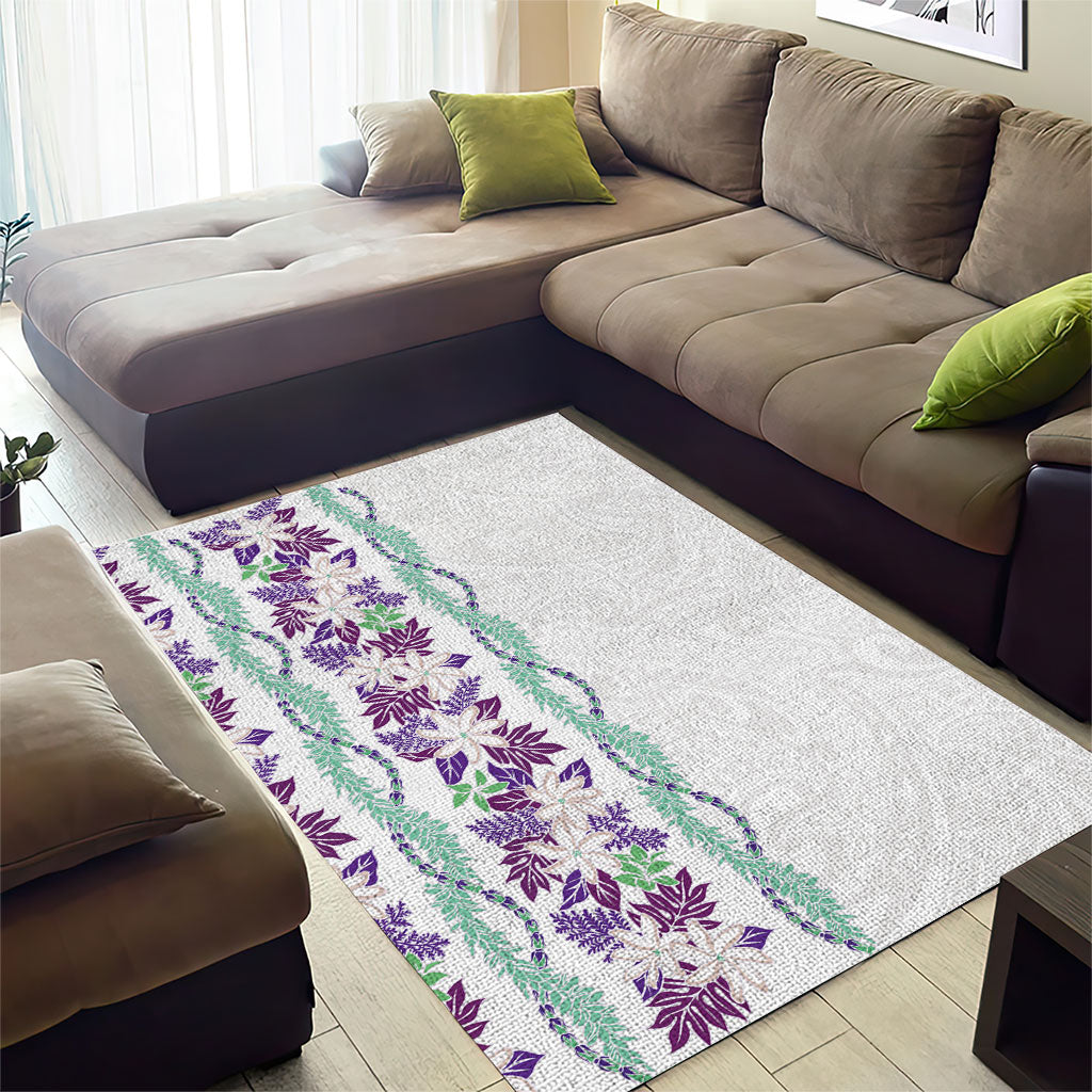 Monstera Tiare Plumeria Area Rug Purple Polynesian Pattern LT01 - Polynesian Pride
