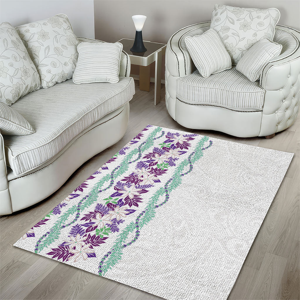Monstera Tiare Plumeria Area Rug Purple Polynesian Pattern LT01 - Polynesian Pride