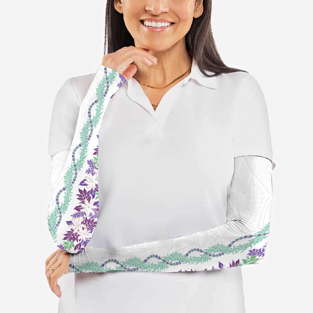 Monstera Tiare Plumeria Arm Sleeves Purple Polynesian Pattern LT01 - Polynesian Pride