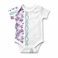 Monstera Tiare Plumeria Baby Onesie Purple Polynesian Pattern LT01 Purple - Polynesian Pride