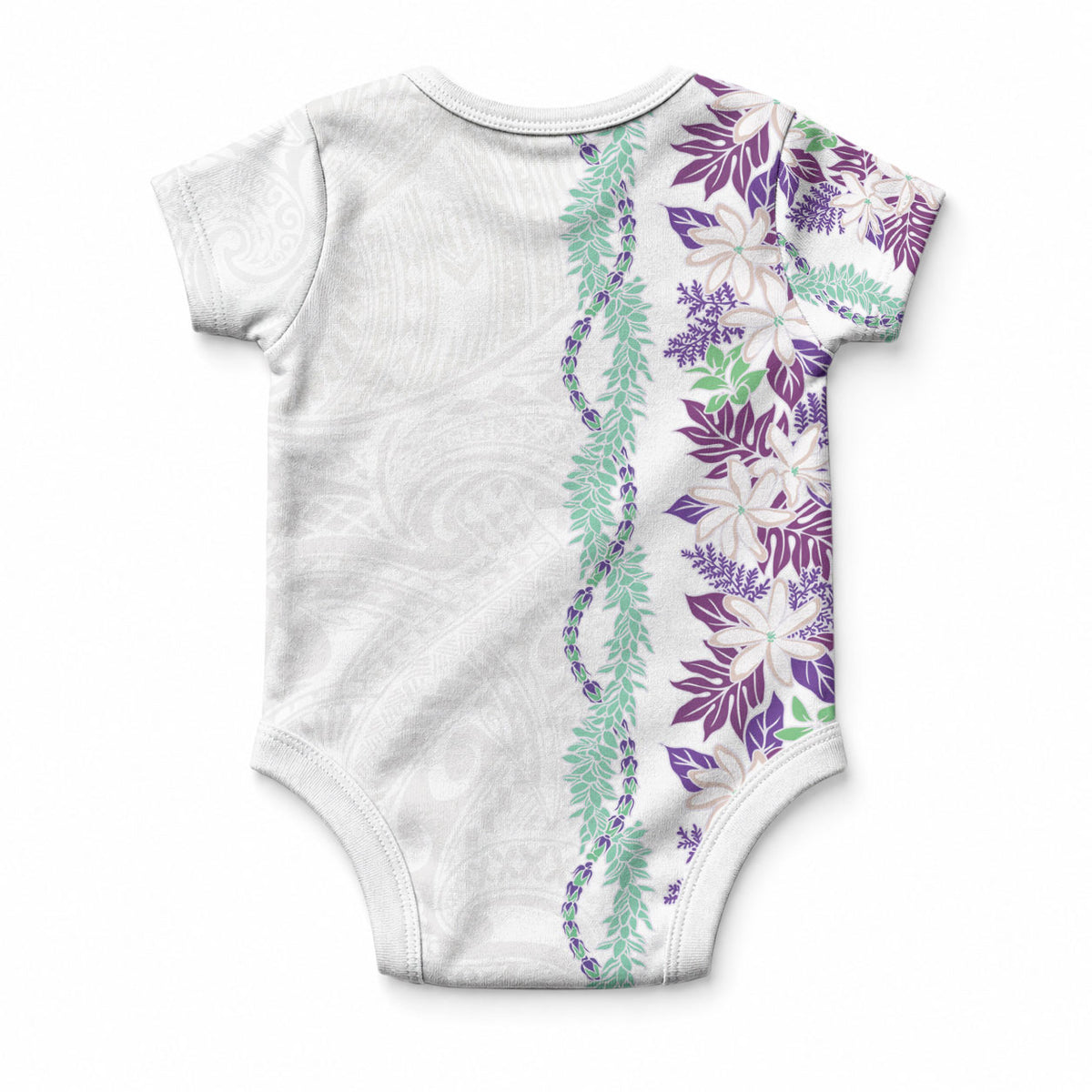 Monstera Tiare Plumeria Baby Onesie Purple Polynesian Pattern LT01 - Polynesian Pride