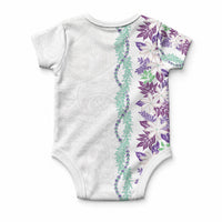 Monstera Tiare Plumeria Baby Onesie Purple Polynesian Pattern LT01 - Polynesian Pride