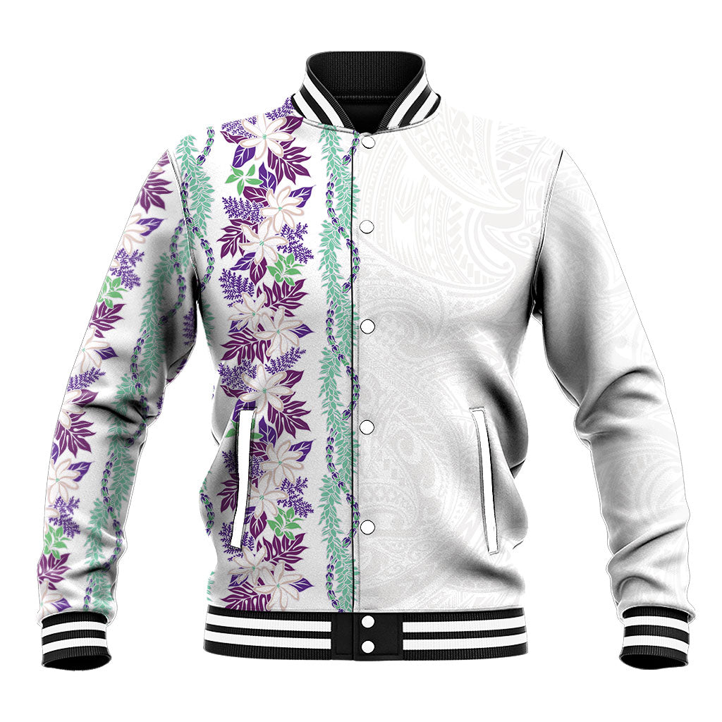 Monstera Tiare Plumeria Baseball Jacket Purple Polynesian Pattern LT01 Unisex Purple - Polynesian Pride