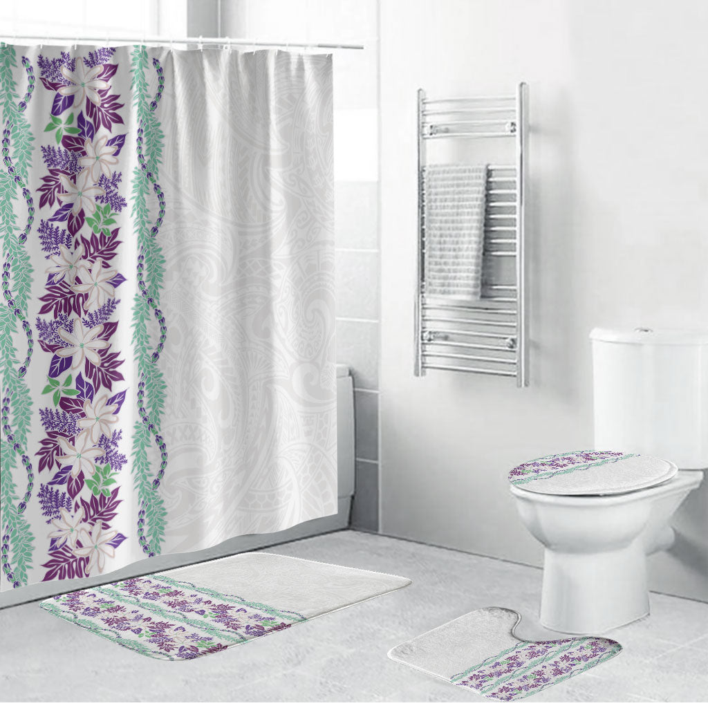 Monstera Tiare Plumeria Bathroom Set Purple Polynesian Pattern LT01 Bathroom Set (4 pcs) Purple - Polynesian Pride