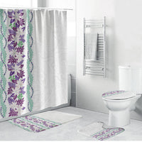 Monstera Tiare Plumeria Bathroom Set Purple Polynesian Pattern LT01 Bathroom Set (4 pcs) Purple - Polynesian Pride