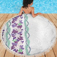 Monstera Tiare Plumeria Beach Blanket Purple Polynesian Pattern LT01 - Polynesian Pride