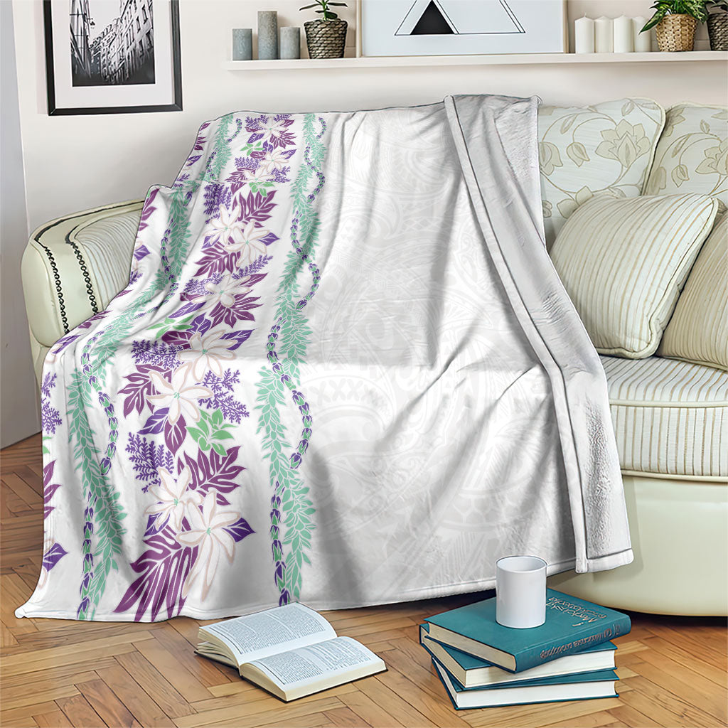 Monstera Tiare Plumeria Blanket Purple Polynesian Pattern LT01 Purple - Polynesian Pride
