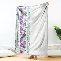 Monstera Tiare Plumeria Blanket Purple Polynesian Pattern LT01 - Polynesian Pride
