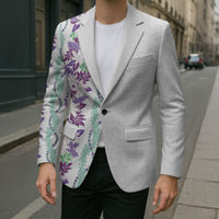 Monstera Tiare Plumeria Blazer Purple Polynesian Pattern LT01 - Polynesian Pride