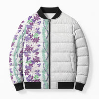 Monstera Tiare Plumeria Bomber Puffer Jacket Purple Polynesian Pattern LT01 Unisex Purple - Polynesian Pride