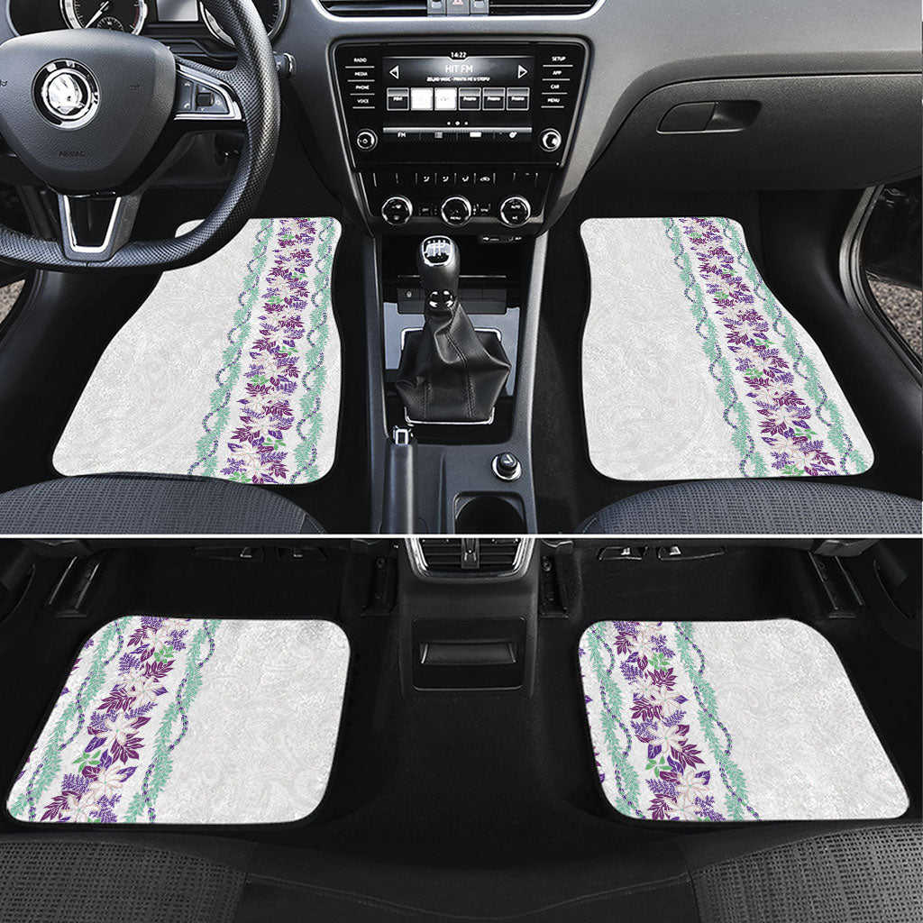 Monstera Tiare Plumeria Car Mats Purple Polynesian Pattern LT01 Set 4pcs Purple - Polynesian Pride