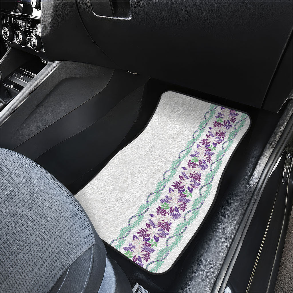 Monstera Tiare Plumeria Car Mats Purple Polynesian Pattern LT01 - Polynesian Pride