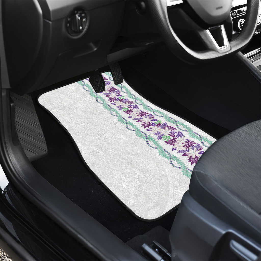 Monstera Tiare Plumeria Car Mats Purple Polynesian Pattern LT01 - Polynesian Pride