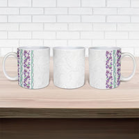 Monstera Tiare Plumeria Ceramic Mug Purple Polynesian Pattern LT01 - Polynesian Pride