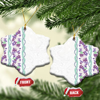 Monstera Tiare Plumeria Ceramic Ornament Purple Polynesian Pattern LT01 Snow Flake Purple - Polynesian Pride