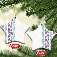 Monstera Tiare Plumeria Ceramic Ornament Purple Polynesian Pattern LT01 Star Purple - Polynesian Pride