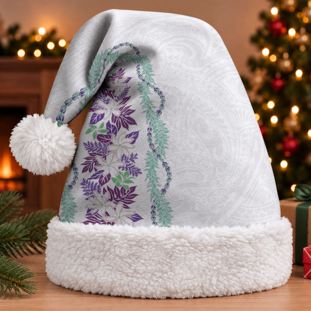 Monstera Tiare Plumeria Christmas Santa Hat Purple Polynesian Pattern LT01 With Fur Purple - Polynesian Pride