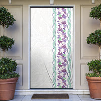 Monstera Tiare Plumeria Door Cover Purple Polynesian Pattern LT01 Purple - Polynesian Pride