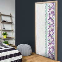 Monstera Tiare Plumeria Door Cover Purple Polynesian Pattern LT01 - Polynesian Pride