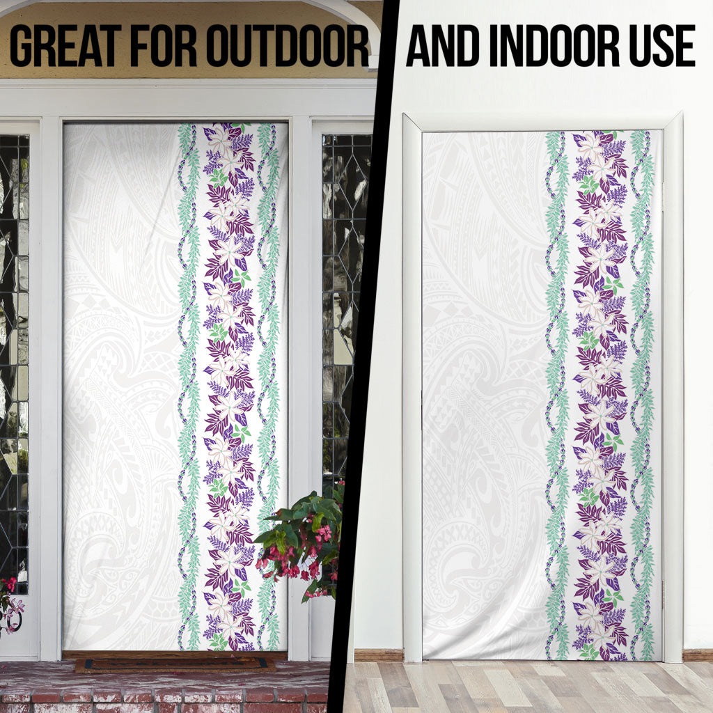 Monstera Tiare Plumeria Door Cover Purple Polynesian Pattern LT01 - Polynesian Pride
