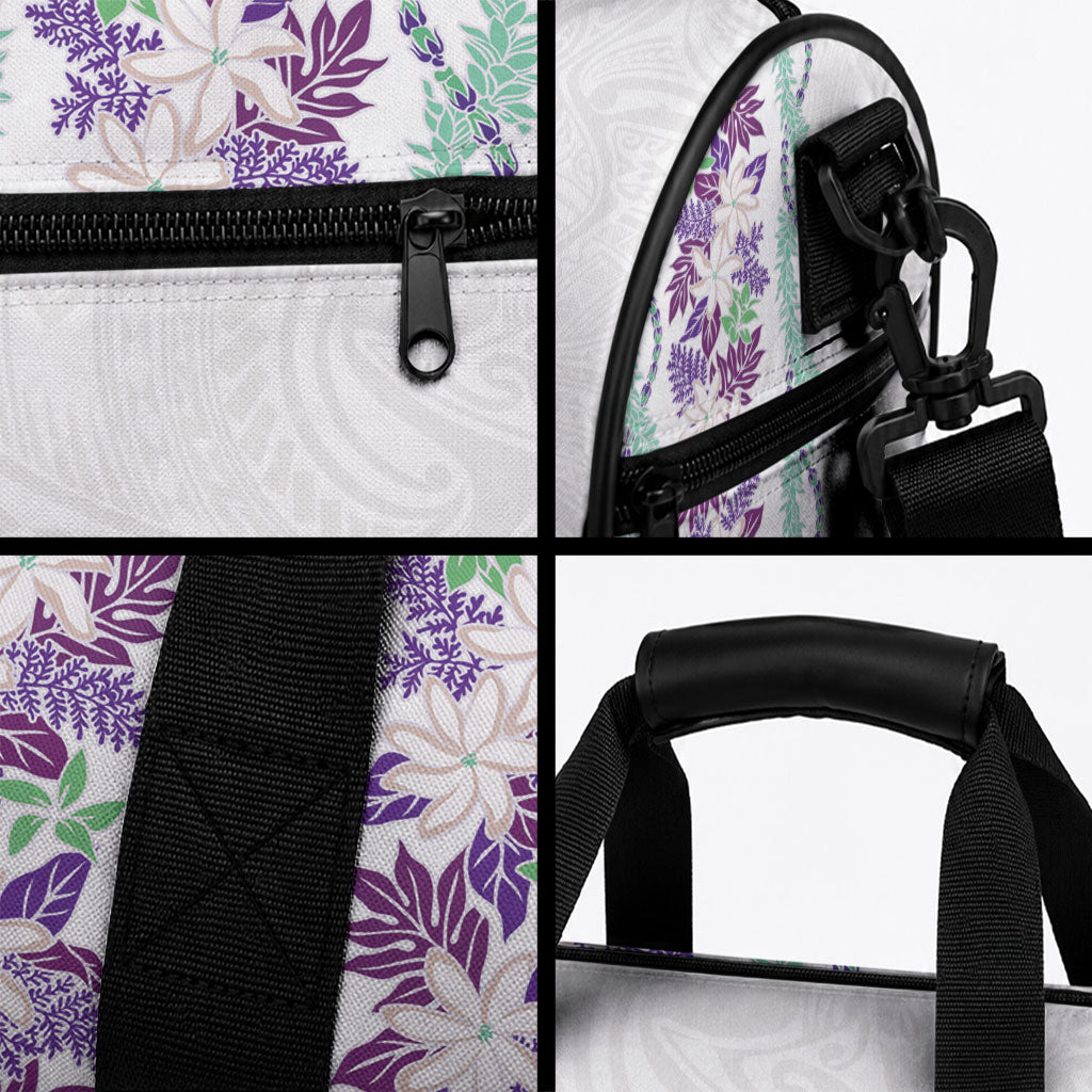 Monstera Tiare Plumeria Duffle Bag Purple Polynesian Pattern LT01 - Polynesian Pride