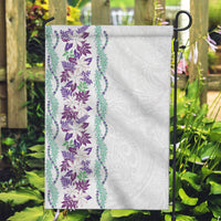 Monstera Tiare Plumeria Garden Flag Purple Polynesian Pattern LT01 Garden Flag Purple - Polynesian Pride