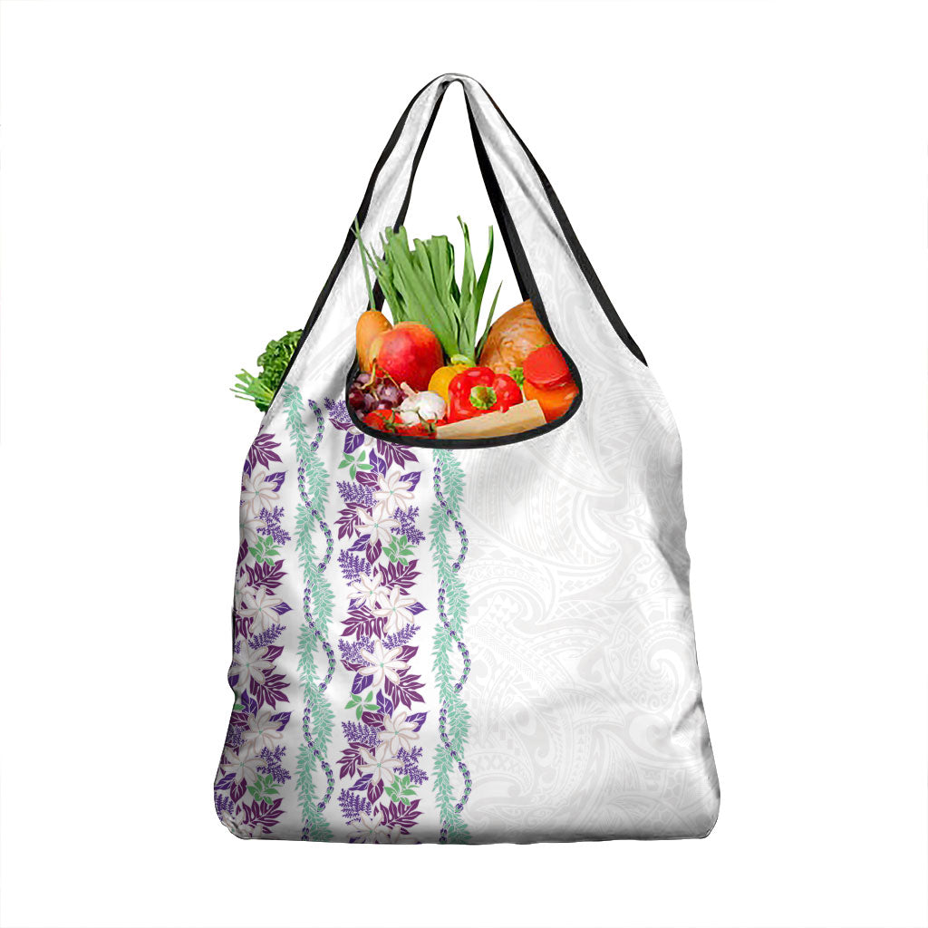 Monstera Tiare Plumeria Grocery Bag Purple Polynesian Pattern LT01 1-pack One Size Purple - Polynesian Pride