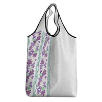Monstera Tiare Plumeria Grocery Bag Purple Polynesian Pattern LT01 - Polynesian Pride