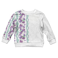 Monstera Tiare Plumeria Kid Ugly Christmas Sweater Purple Polynesian Pattern LT01 Kid Purple - Polynesian Pride
