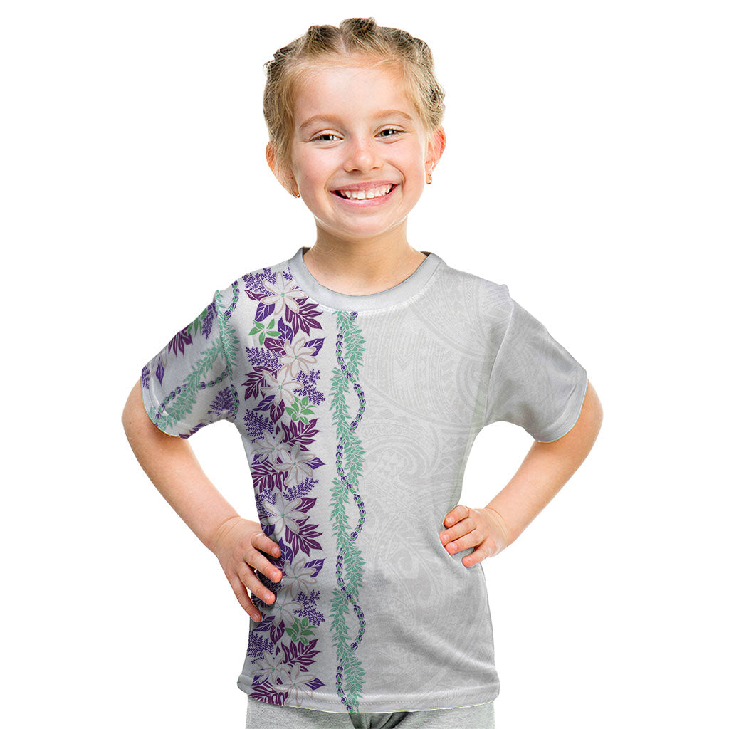 Monstera Tiare Plumeria Kid T Shirt Purple Polynesian Pattern LT01 Purple - Polynesian Pride