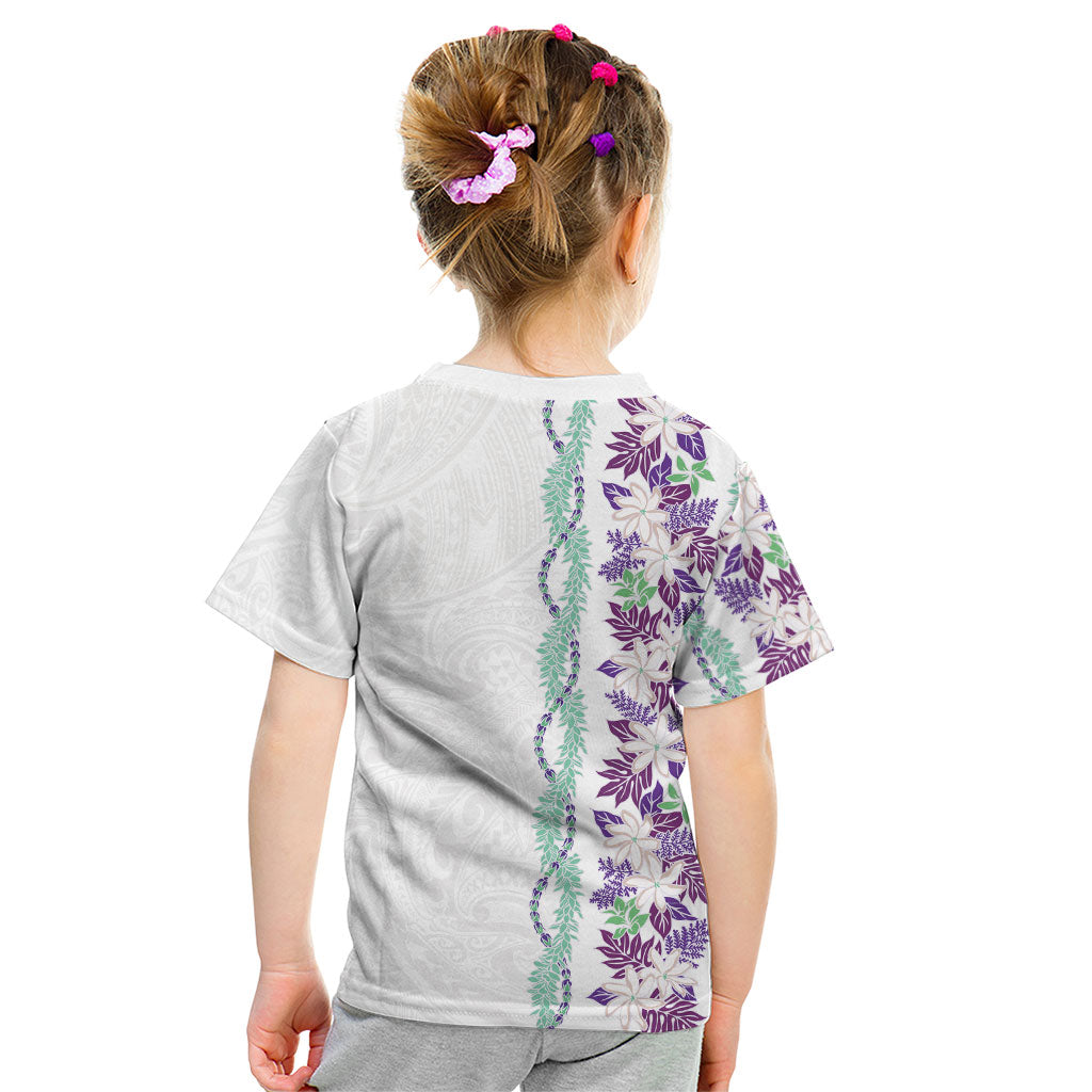 Monstera Tiare Plumeria Kid T Shirt Purple Polynesian Pattern LT01 - Polynesian Pride