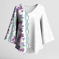 Monstera Tiare Plumeria Kimono Sleeve Blouse Purple Polynesian Pattern LT01 Female Purple - Polynesian Pride